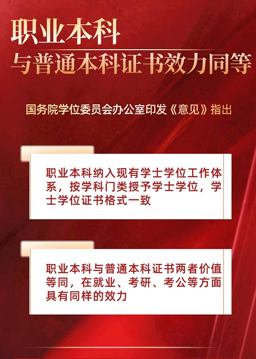又一利好消息，教育部再發(fā)文：職業(yè)本科與普通本科證書效力同等！